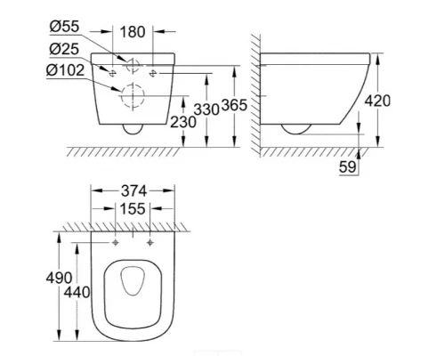 Унитаз подвесной Grohe Euro Ceramic 3920600 компактный