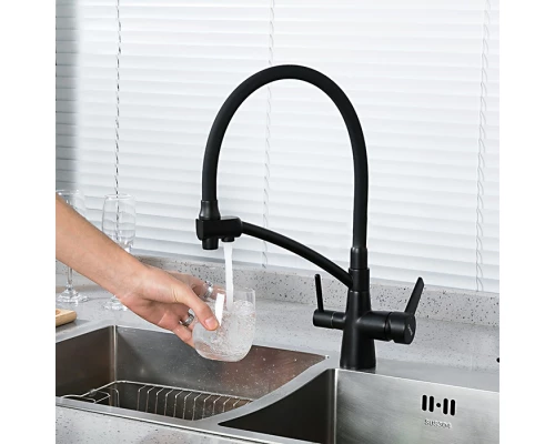 Смеситель для кухни со встроенным фильтром (краном) под питьевую воду Gappo G4398-16