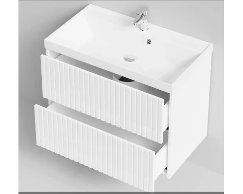 Тумба подвесная Vod-ok ТачTouch 80 2 ящика с раковиной Classica 80, белая