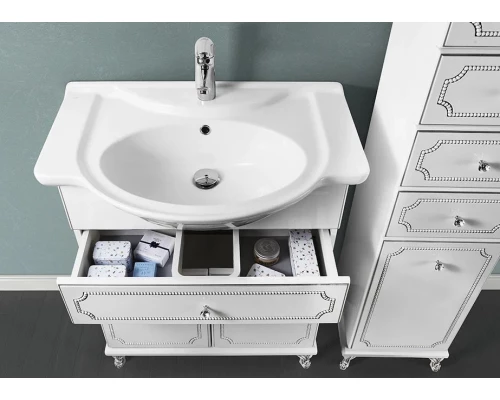 Тумба c раковиной Vod-ok Мариэль 75 см серебро