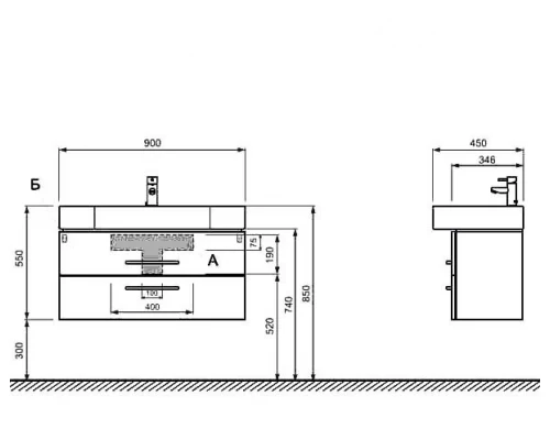 ТУМБА С РАКОВИНОЙ VERONA AREA 90 AR103