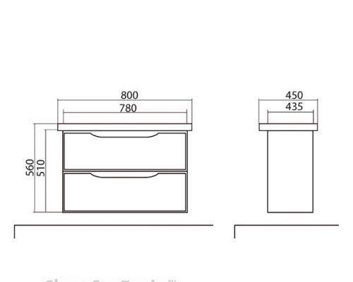 Тумба под столешницу 80см  Armadi Art  FLAT VALLESSI UNO-S Антрацит мат.