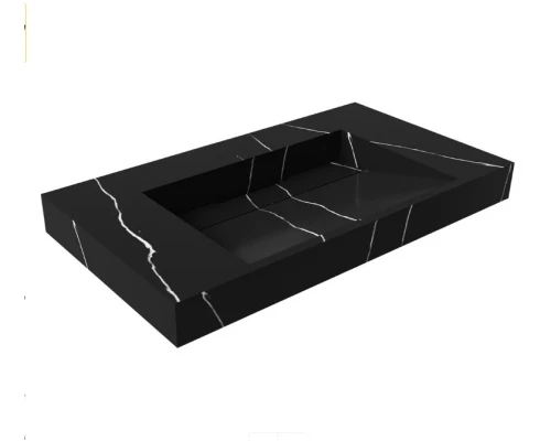 Раковина Armadi Art Flat Nero Marquina 80 с кронштейнами