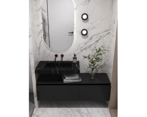 Раковина Armadi Art Flat Nero Marquina 80 с кронштейнами