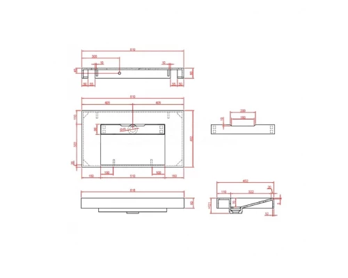 Раковина Armadi Art Flat Nero Marquina 80 с кронштейнами