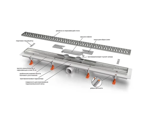 Душевой лоток Veconi Harmony S 750 V750HS с решеткой Сатин
