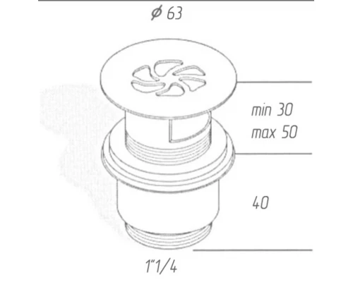 Донный клапан Migliore Ricambi ML.RIC-10.124.DO, с переливом, золото