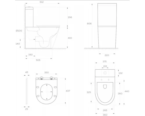 Напольный унитаз ES.M Aneta  40810ES-65 безободковый
