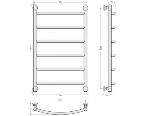 Полотенцесушитель водяной Сунержа Галант + 80x50 золото глянец с полимерным покрытием