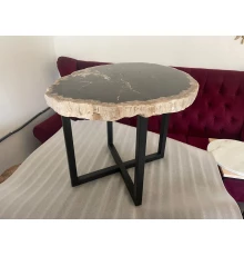 Столешница из окаменелое дерево ES.M Ancient-65см  с металлическими ножками