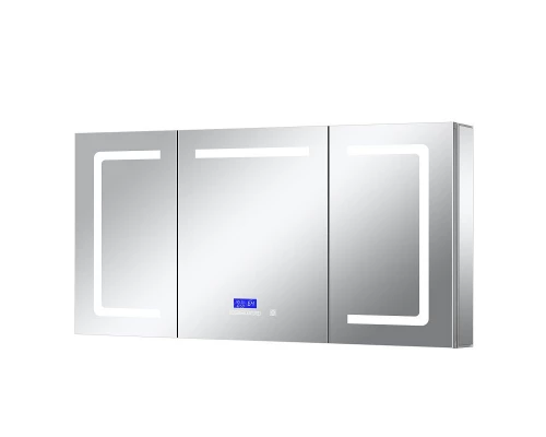 Зеркальный шкаф Art Decco Oceanic Charm AOC15080MC, 150 см, сенсорный, подсветка, часы, bluetooth-динамик, антизапотевание