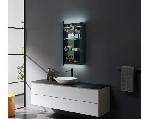 Зеркальный шкаф Art Decco Celestial Glow ACG06080MC, 60 см, сенсорный, подсветка, часы, bluetooth-динамик, антизапотевание