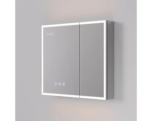 Зеркальный шкаф Art Decco Elysian Reflect AER08070MC, 80 см, сенсорный, подсветка, часы, bluetooth-динамик, антизапотевание, рама белая