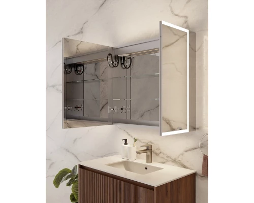 Зеркальный шкаф Art Decco Elysian Reflect AER08070MC, 80 см, сенсорный, подсветка, часы, bluetooth-динамик, антизапотевание, рама белая