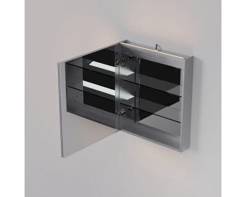 Зеркальный шкаф Art Decco Elysian Reflect AER08070MC, 80 см, сенсорный, подсветка, часы, bluetooth-динамик, антизапотевание, рама белая