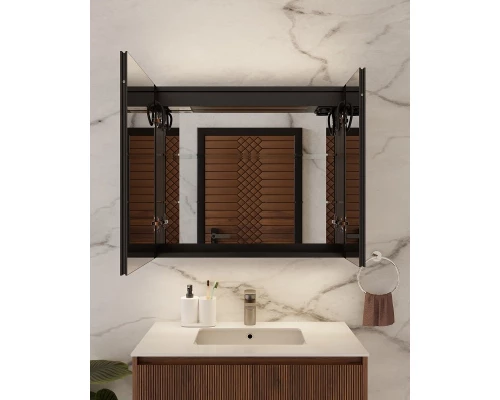 Зеркальный шкаф Art Decco Winter Glamour AWG08070MC, 80 см, сенсорный, подсветка, часы, bluetooth-динамик, антизапотевание