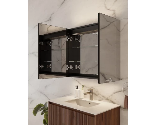 Зеркальный шкаф Art Decco Winter Glamour AWG08070MC, 80 см, сенсорный, подсветка, часы, bluetooth-динамик, антизапотевание