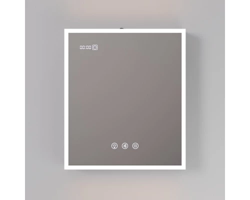 Зеркальный шкаф Art Decco Elysian Reflect AER06070MC, 60 см, сенсорный, подсветка, часы, bluetooth-динамик, антизапотевание, рама белая