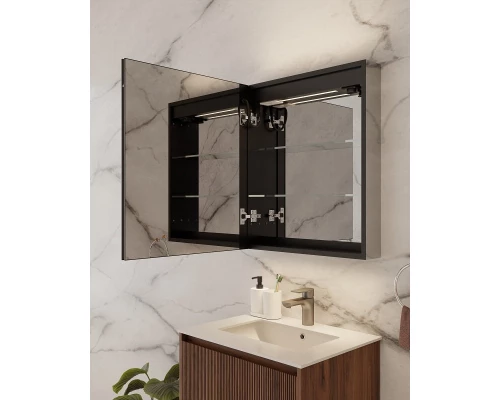 Зеркальный шкаф Art Decco Winter Glamour AWG06070MC, 60 см, сенсорный, подсветка, часы, bluetooth-динамик, антизапотевание