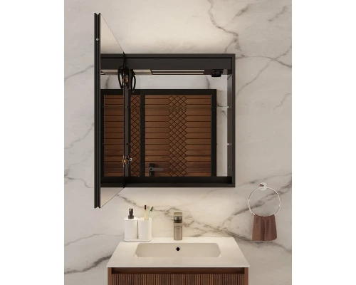 Зеркальный шкаф Art Decco Winter Glamour AWG06070MC, 60 см, сенсорный, подсветка, часы, bluetooth-динамик, антизапотевание