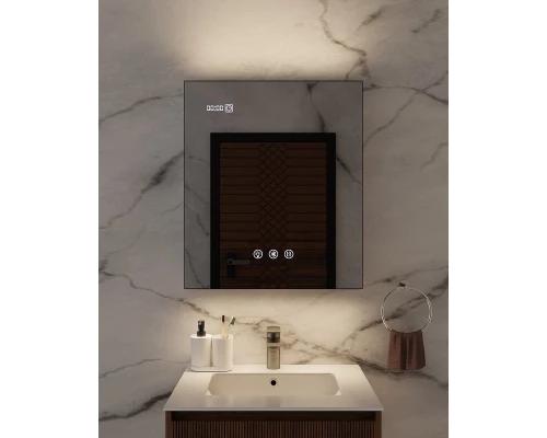 Зеркальный шкаф Art Decco Winter Glamour AWG06070MC, 60 см, сенсорный, подсветка, часы, bluetooth-динамик, антизапотевание