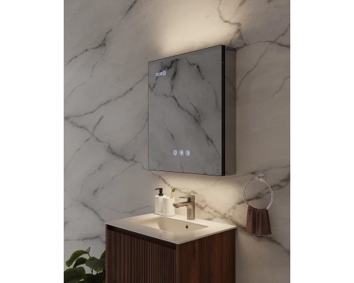 Зеркальный шкаф Art Decco Winter Glamour AWG06070MC, 60 см, сенсорный, подсветка, часы, bluetooth-динамик, антизапотевание