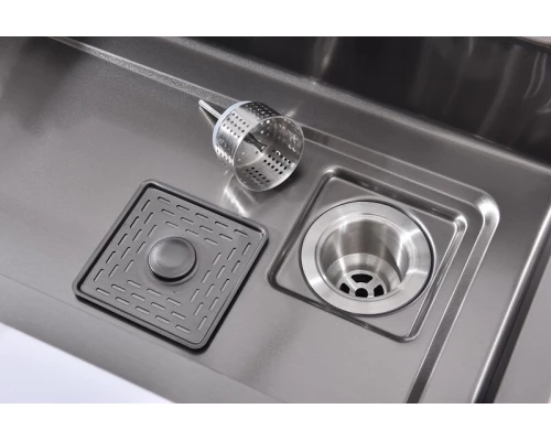 Кухонная мойка Art Decco Elegant Flow AEF116846, 68 см, со смесителем и дозатором, нержавеющая сталь, PVD графит