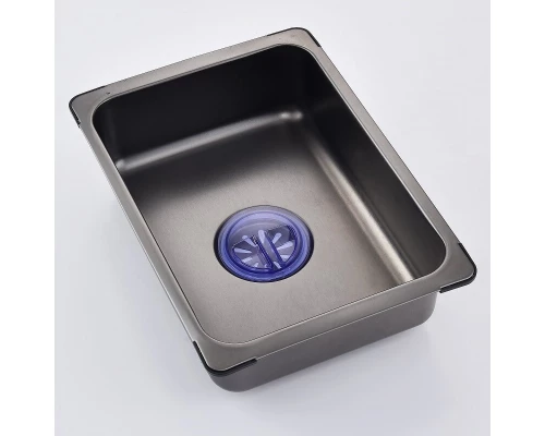 Кухонная мойка Art Decco Elegant Flow AEF116846, 68 см, со смесителем и дозатором, нержавеющая сталь, PVD графит