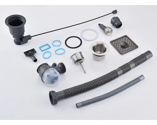 Кухонная мойка Art Decco Elegant Flow AEF116846, 68 см, со смесителем и дозатором, нержавеющая сталь, PVD графит