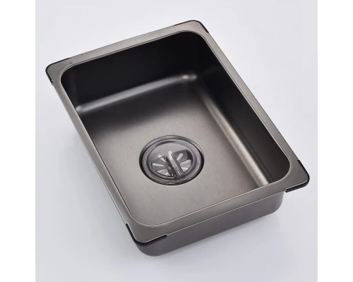 Кухонная мойка Art Decco Elegant Flow AEF117546, 75 см, со смесителем и дозатором, нержавеющая сталь, PVD графит