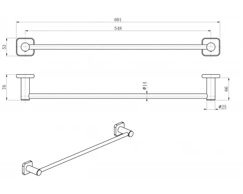 Вешалка для полотенец WONZON & WOGHAND, Темный графит (WW-V1101-GM)