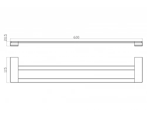 Полотенцедержатель двойной WONZON & WOGHAND ECLIPSE, Глянцевое золото (WW-9111-LG)