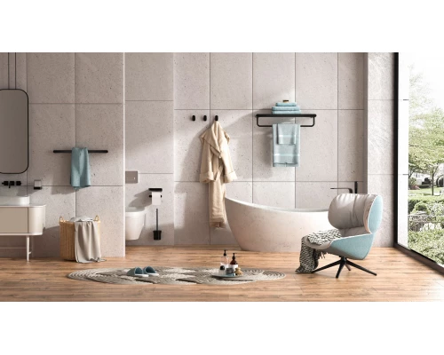 Полотенцедержатель с полкой WONZON & WOGHAND CARBON, Черный (WW-7781)