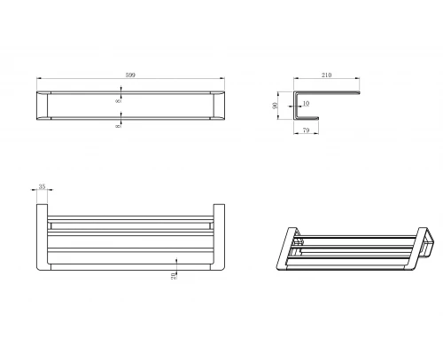 Полотенцедержатель с полкой WONZON & WOGHAND, Хром (WW-V2901-CR)