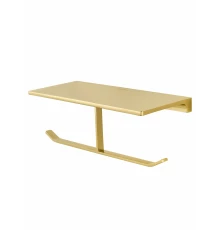 Двойной держатель для туалетной бумаги с полкой WONZON & WOGHAND ECLIPSE, Глянцевое золото (WW-9156-LG)