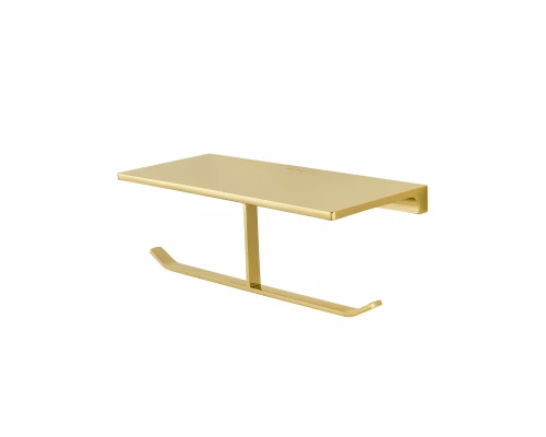 Двойной держатель для туалетной бумаги с полкой WONZON & WOGHAND ECLIPSE, Глянцевое золото (WW-9156-LG)