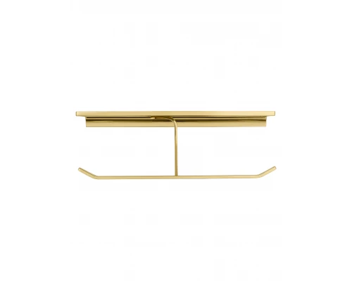 Двойной держатель для туалетной бумаги с полкой WONZON & WOGHAND ECLIPSE, Глянцевое золото (WW-9156-LG)