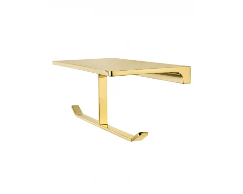 Двойной держатель для туалетной бумаги с полкой WONZON & WOGHAND ECLIPSE, Глянцевое золото (WW-9156-LG)