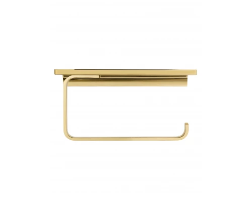 Держатель для туалетной бумаги с полкой WONZON & WOGHAND ECLIPSE, Глянцевое золото (WW-9126-LG)