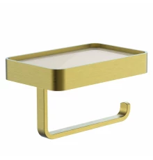 Держатель для туалетной бумаги с полкой WONZON & WOGHAND LOTTE, Брашированное золото (WW-8336-BG)