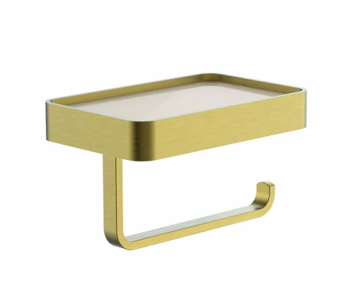 Держатель для туалетной бумаги с полкой WONZON & WOGHAND LOTTE, Брашированное золото (WW-8336-BG)