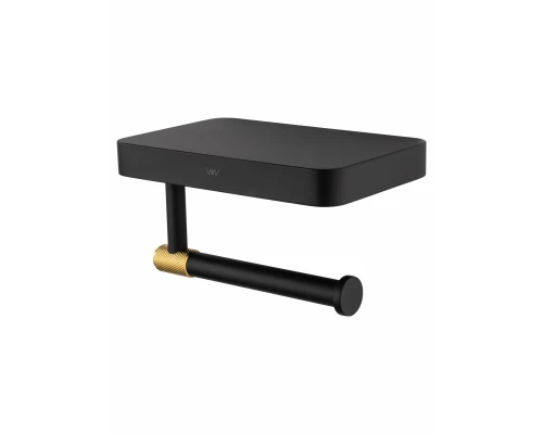 Держатель для туалетной бумаги с полкой WONZON & WOGHAND MAJESTIC, Черный/Золото (WW-9226)