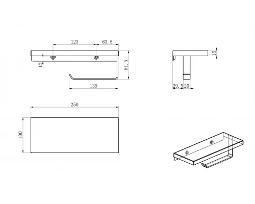Держатель для туалетной бумаги с полкой WONZON & WOGHAND, Хром (WW-V2801-CR)
