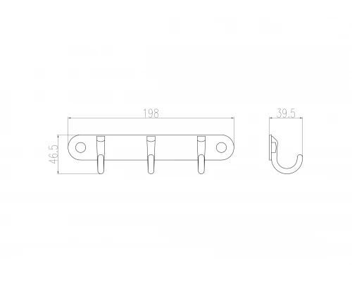 Вешалка с 3 крючками для ванной WONZON & WOGHAND, Хром (WW-9384-3)