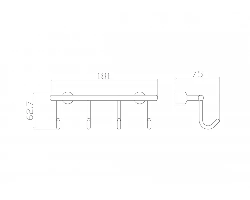 Вешалка с 4 крючками для ванной WONZON & WOGHAND, Хром (WW-9382-4)