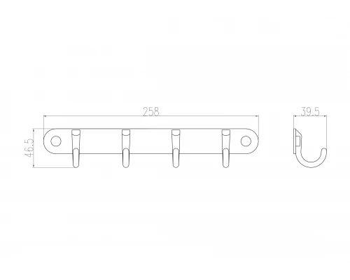 Вешалка с 4 крючками для ванной WONZON & WOGHAND, Хром (WW-9384-4)