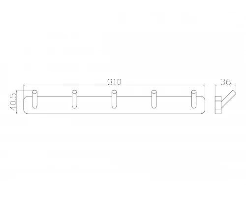 Вешалка с 5 крючками для ванной WONZON & WOGHAND STILL, Хром (WW-6655)