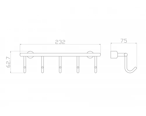 Вешалка с 5 крючками для ванной WONZON & WOGHAND, Хром (WW-9382-5)