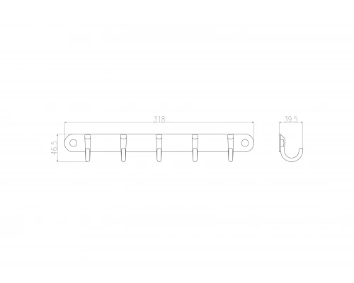 Вешалка с 5 крючками для ванной WONZON & WOGHAND, Хром (WW-9384-5)