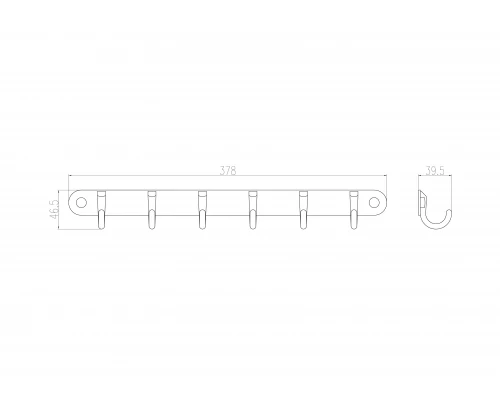 Вешалка с 6 крючками для ванной WONZON & WOGHAND, Хром (WW-9384-6)